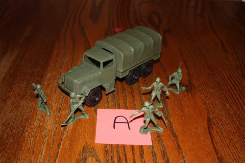 Vintage Original Timmee Army 2.5-Ton Truck and Tarp & 5 Soldiers A - Marx, MPC