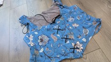 Blue Floral eco cotton pirate Renaissance bodice XL