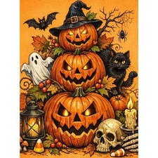 Halloween Diamond Art Kits for Adults,Pumpkin Diamond Painting Kits 12X16In