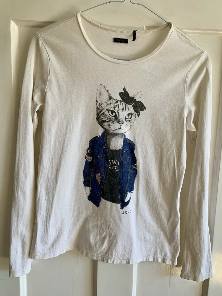 Ikks long sleeve t-shirt girl 12 with cat - Image 2 of 4