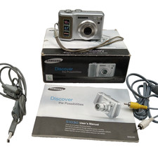 Samsung Digital Camera S1030 10.1MP Silver Tested 2GB SD Box Maual Cables *READ*