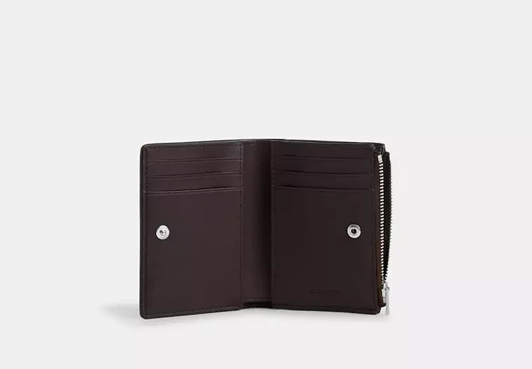 Coach Bifold Wallet In Brown Black Signature Canvas Heart
