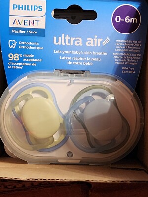Philips Avent Ultra Air Pacifier - 2 Pack Light, Breathable Baby Pacifiers