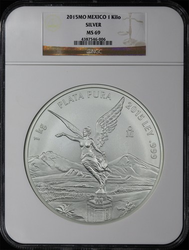 2015-Mo Mexico Silver Libertad Kilo NGC MS-69