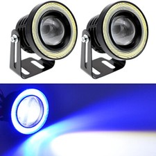 Car 3in 2pcs Universal Fog Light COB LED DRL Driving Waterproof Angel Eyes Lamp