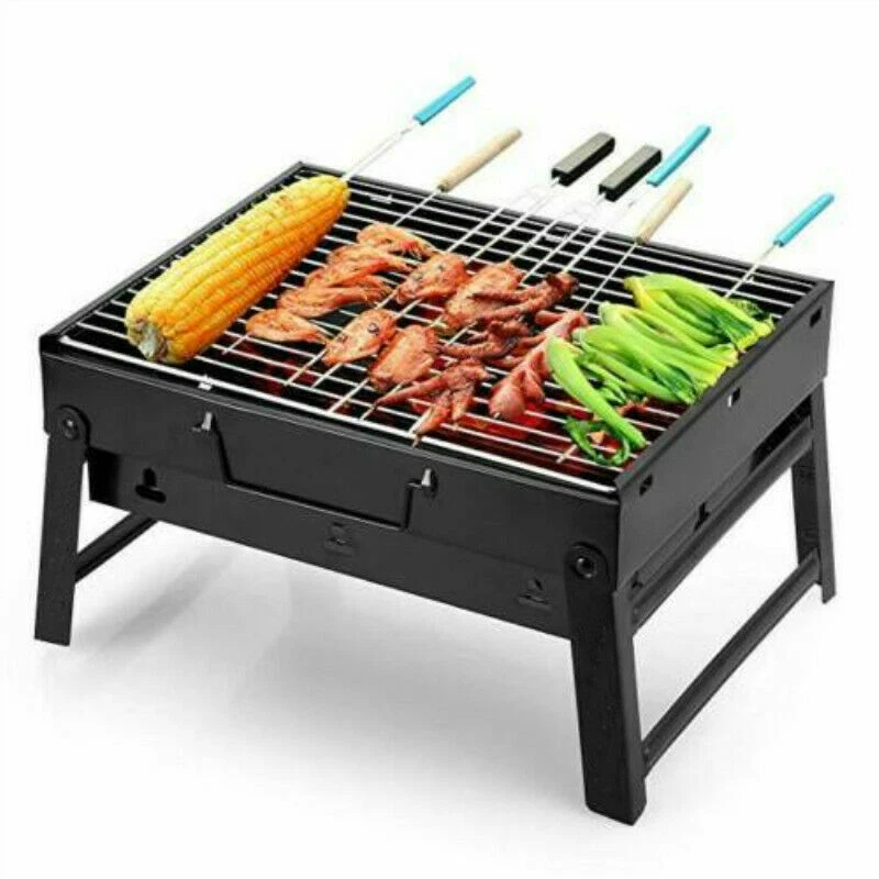 Small Portable Steel BBQ Grill Folding Charcoal Camping Garden Outdoor Travel