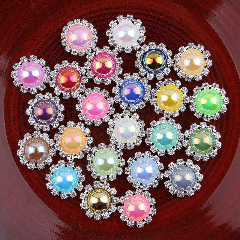 20pcs Metal Rhinestone Buttons Bling Alloy Crystal Flatback Buttons for Wedding - Image 4 of 4