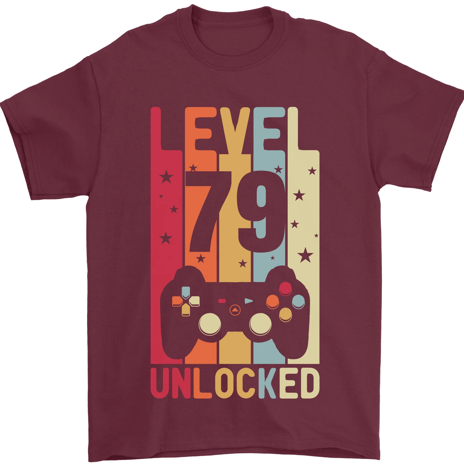 79th Birthday 79 Year Old Level Up Gaming Mens T-Shirt 100% Cotton