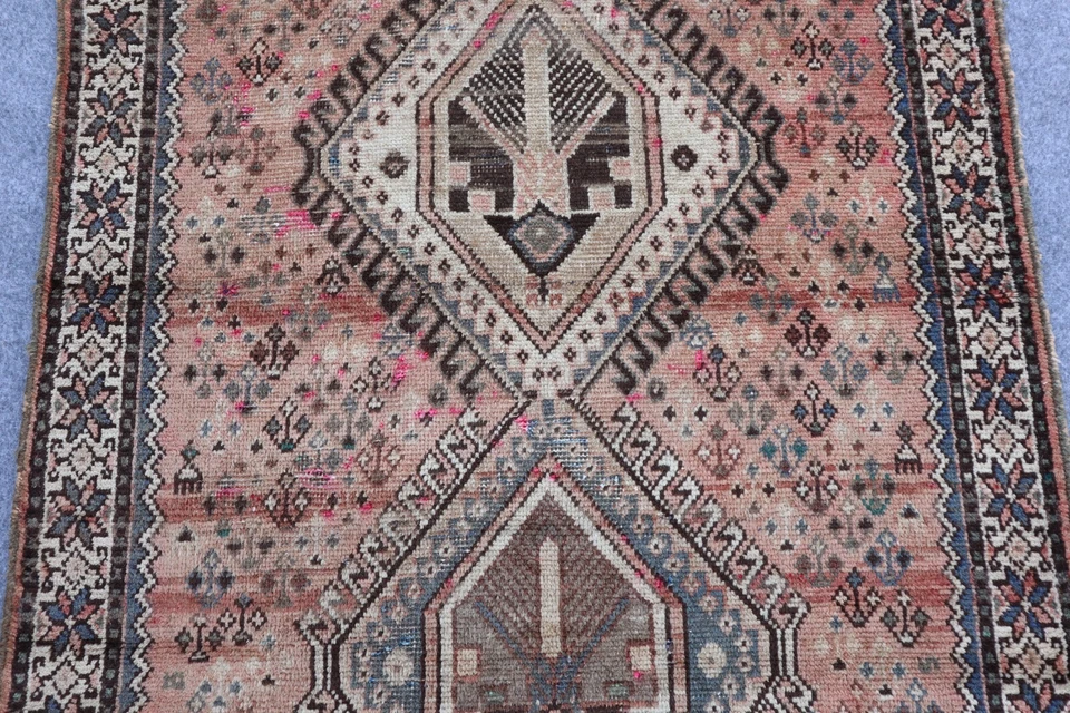 3x9 "Authentic P e r s i a n Rug | Terracotta Dye with Stunning HandMade Design" - Image 4 of 4