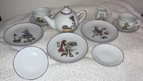 Vintage Kids Tea Service Set Toy Doll Theme Kinder Porzellan Reutter W Germany
