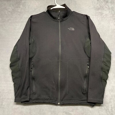 The North Face Jacket Men's Medium Black Logo Fleece Lined Long Sleeve Full Zip
