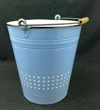 Emaille Eimer Punkte Dots Wassereimer hellblau Shabby Chic Landhaus Vintage Deko