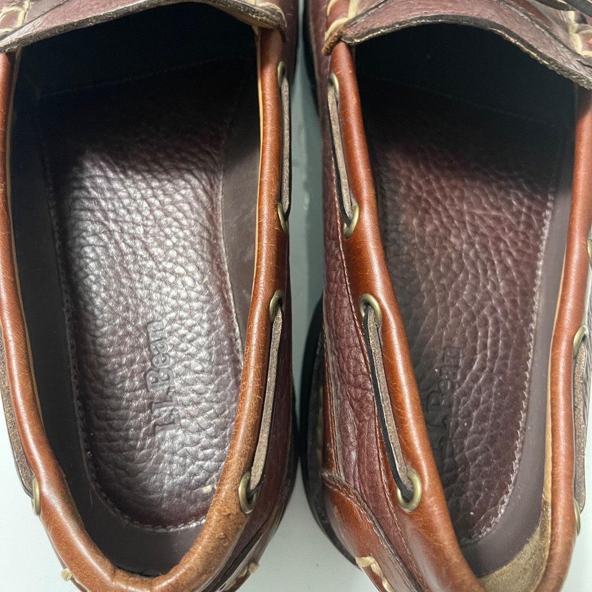 L.L. Bean Mens Brown Leather Allagash Academia Y2K Slip On  display picture 2