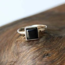 925 Sterling Silver Square shape Black Onyx Handmade Ring All Size KGJ-R-1027