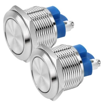 GEBILDET 2pcs 22mm 12V/24V/125V/250V/2A Momentary Push Button Screw Type Terminals Steel