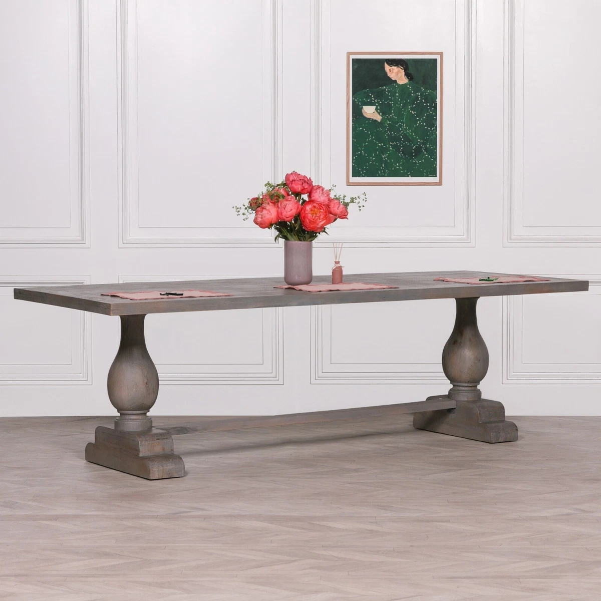 Pedestal Rectangular Dark Wooden Large 260cm Dining Table eBay
