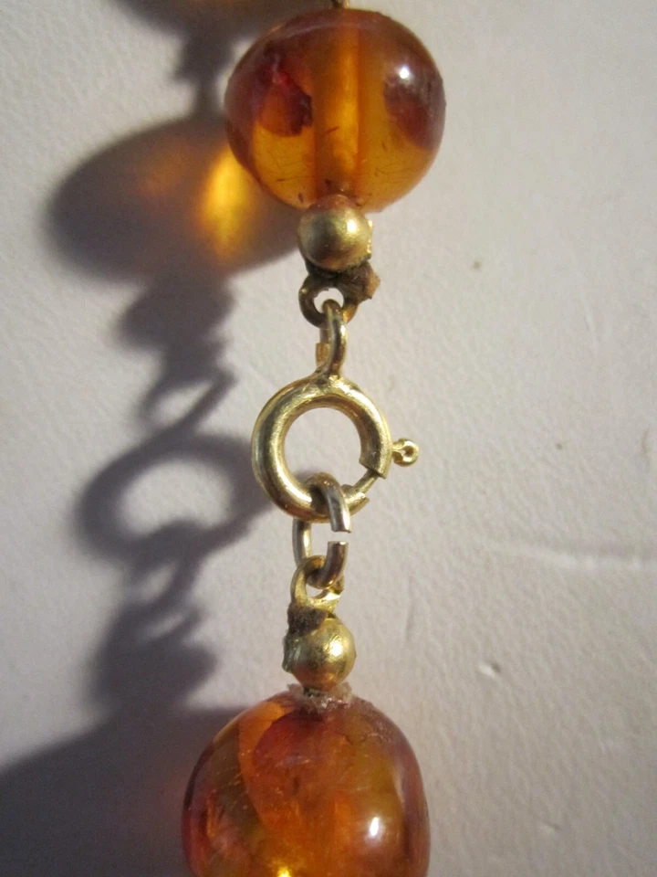 GENUINE BALTIC AMBER BEADED NECKLACE GRADUATED 22" - 14K GOLD CLASP - OFC-T3 - Image 4 of 4