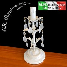 LAMPADA DA COMODINO 1 LUCE BIANCO ORO LUMETTO IN FERRO BATTUTO SHABBY CHIC Cora