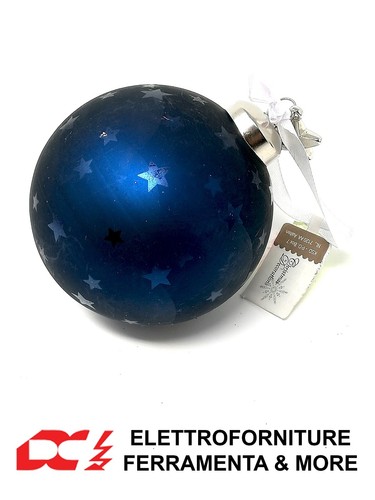 Decorazione Natalizia Vetro Pallina 8 cm Natale Albero Palla Blu Decorata Stelle - Imagen 3 de 3