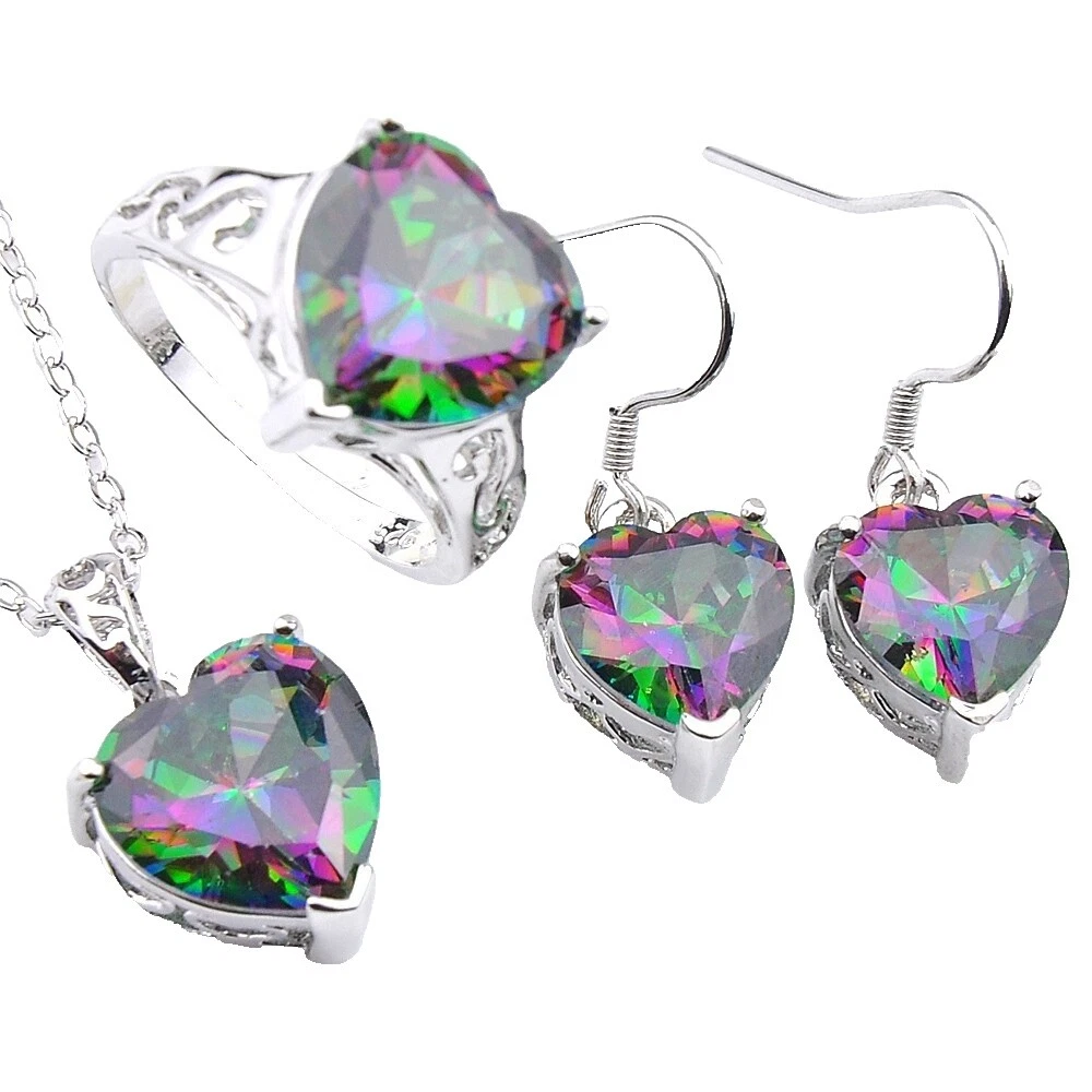 Silver Plated 8 Ring Mystic Topaz Fashion Rings