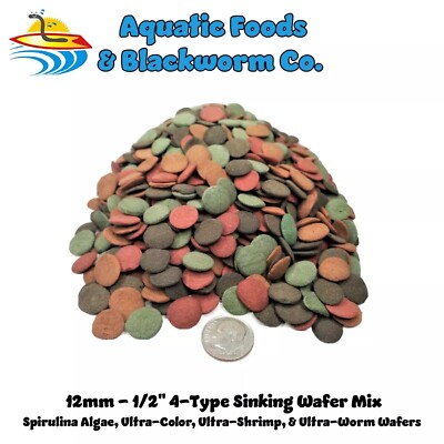 25-lbs 4-Type Sinking Wafers. Spirulina, Ultra-Worm, Ultra-Shrimp & Ultra-Color