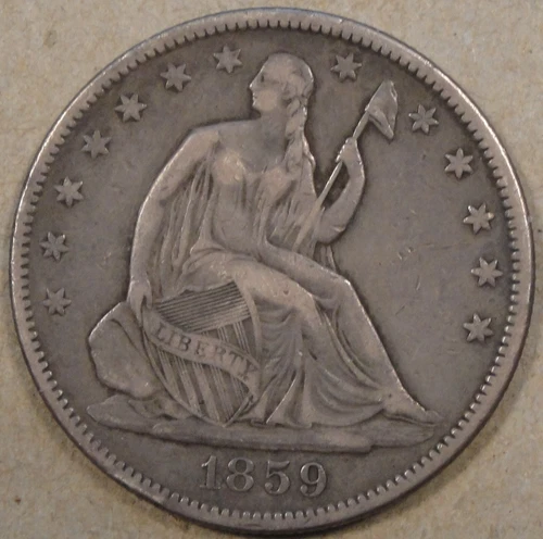 1859 Seated Liberty Half 50c VF-XF