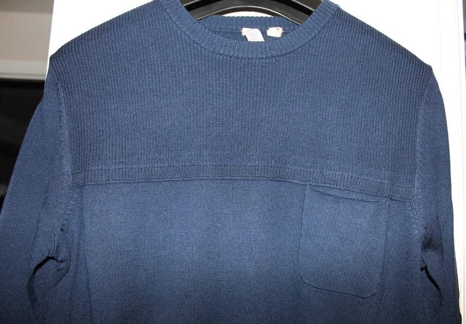NEW Cullen C/89 MEN M Navy Blue Crewneck Ribbed top Merino Wool Sweater F143311 - Image 3 of 4