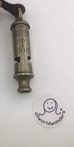 1916 WW1 British Military Trench Whistle J. Hudson & Co Birmingham