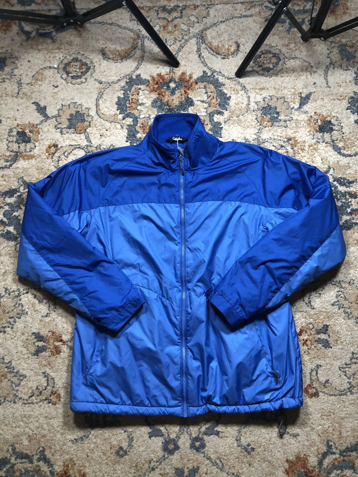 Cabelas Jacket Mens Large Blue Fleece Lined Insulated Full Zip Hiking