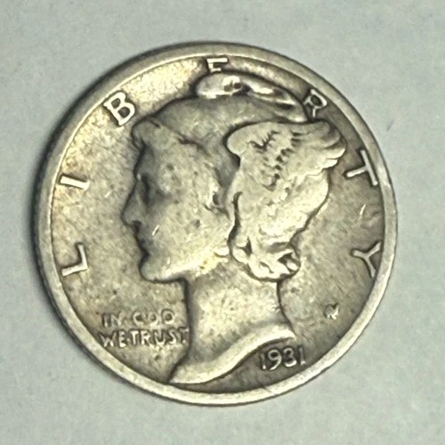 1931-S MERCURY silver U.S. dime. Fine-VF. #q2