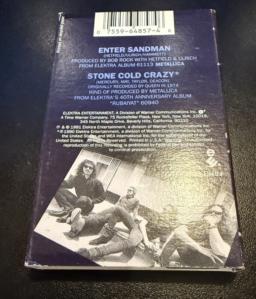 Metallica - Enter Sandman - Cassette Tape Single - Stone Cold Crazy Foto 2 de 4