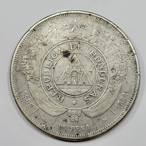 1881 HONDURAS Silver Peso Circulated World Crown Coin Tough Type Nice *V163