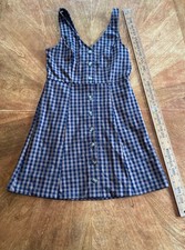 American Eagle Brown Navy Gingham Plaid Dress Button Down Size Small