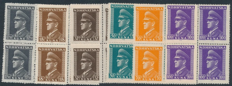 Sello Croacia Bloque Sc 61-80 1943 Segunda Guerra Mundial Guerra Alemana General Ante Pavelich Set MNH Foto 4 de 4