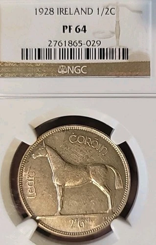 Ireland 1928 Half Crown Rare Superb Gem Mintage 6,000 NGC 64PF PQ LJ