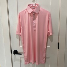 Collars  Co. Men's Short Sleeve Polo. Pink. Large Tall. Firm Dress Collar. NWOT