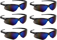 V30 Nemesis Safety Glasses / Sunglasses 14481 Black Frame, Blue Mirror Lens (6 P