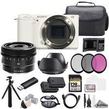 Sony ZV-E10 White Body Sony FE 40mm f/2.5 G Lens 128GB 3 PC Filter- Kit
