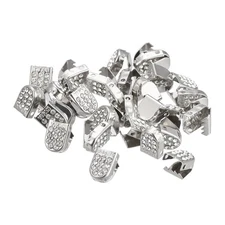 Shoelace End Clip 10x7mm Stainless Steel Shoe Lace Tips Bling Silver 30Pcs