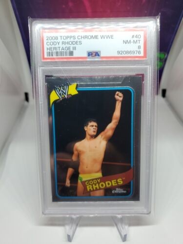 2008 WWE Topps Heritage Cody Rhodes Chrome Rookie RC Card PSA 8 - Bild 4 von 5