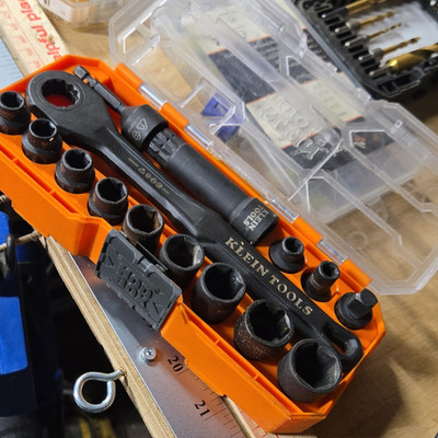 Klein Tools 11-Piece Ratcheting Socket Set Heavy Duty Steel Orange Case