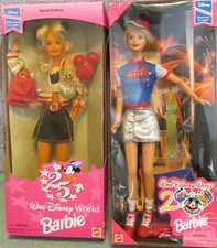 1996 & 1998 Disney Barbie Dolls~NRFB~25th Anniversary & New Millenium~Box Flaws