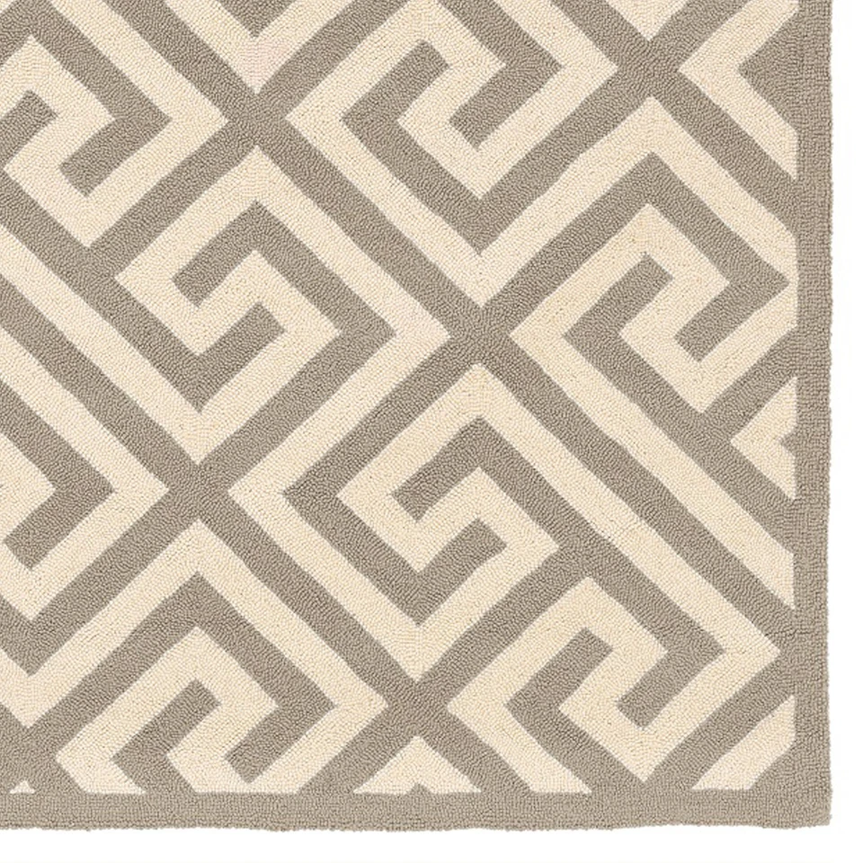 Linon Silhouette Greek Key Hand Hooked Wool 1'10"x2'10" Rug in Gray - Image 3 of 4