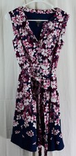 Adrianna Papell Women's Sleeveless Floral Belted V-Neck Dress Size US 6