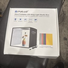 Puluz 25cm Foldable LED Ring Light Studio Box 12 Color Options - New in Open Box