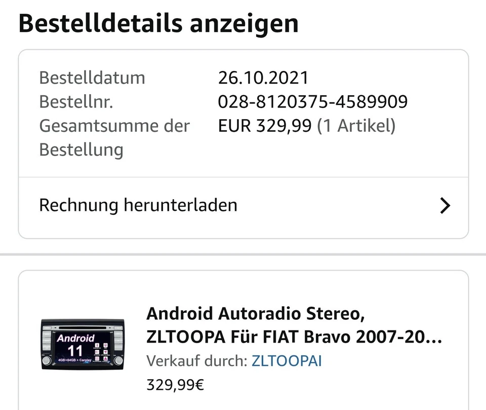 Android Autoradio Stereo, ZLTOOPA Für FIAT Bravo 2007-2012 Android 11 Octa Core - Bild 2 von 4