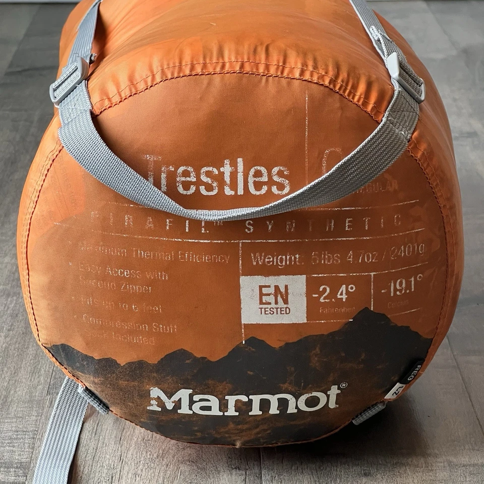 Marmot Trestles Regular 0° F Sleeping Bag Spirafil Synthetic Orange Mummy - Image 3 of 4