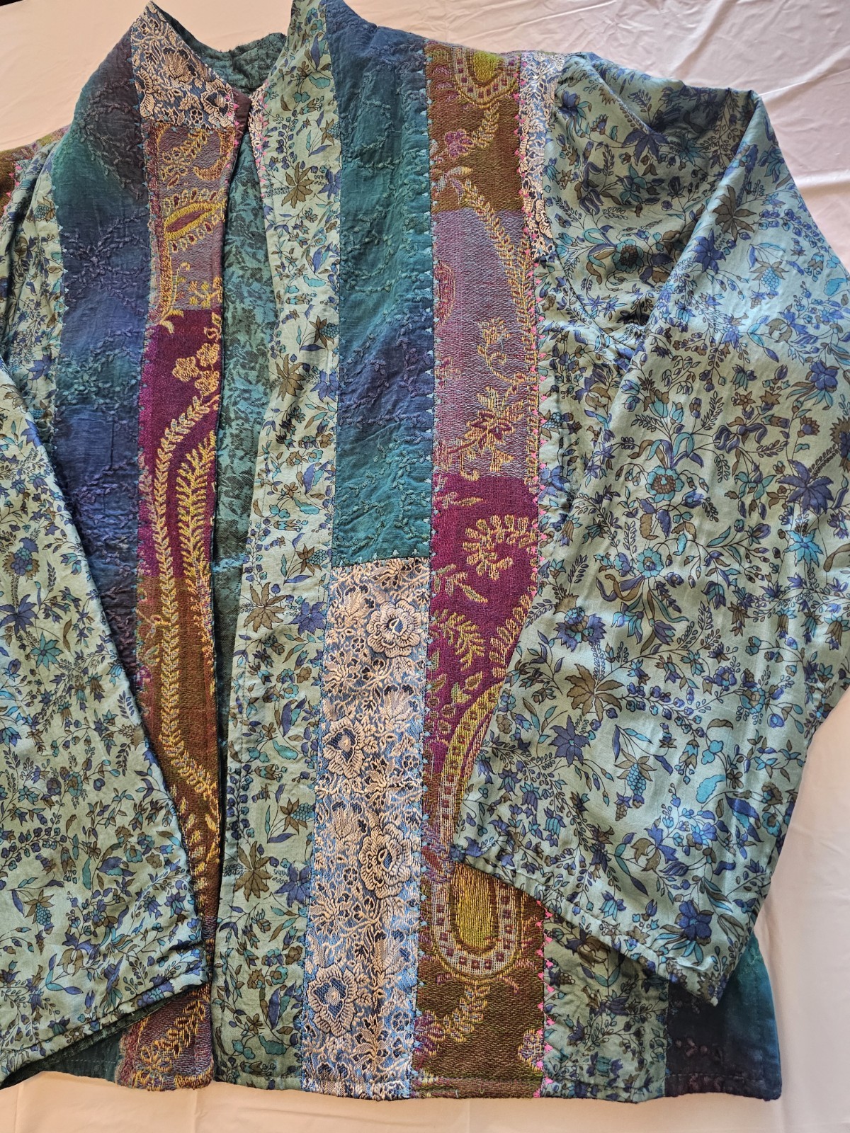 Women's Patchwork Kimono Multicolor Jacket Long S… - image 2