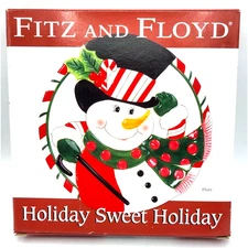 Fitz and Floyd Holiday Sweet Holiday Snowman Serving Plate in Box 2010 Retired