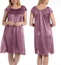 Satin Nightgowns for Women - Soft  Breathable Knee-Length Night Gowns - Adult W